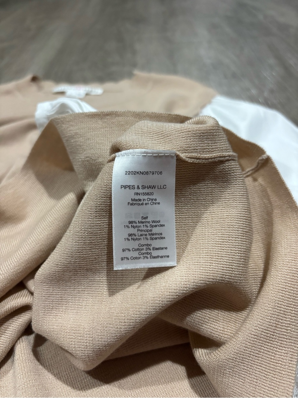 Veronica Beard Steffi Mixed Media Merino Wool Blend Top In Oatmeal Size XL - Picture 5 of 5